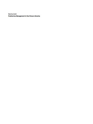Cover image: Praktisches Management in One Person Libraries 1st edition 9783110338720