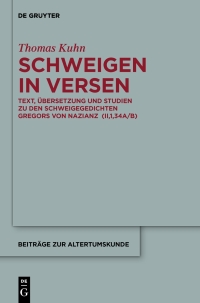 صورة الغلاف: Schweigen in Versen 1st edition 9783110345506