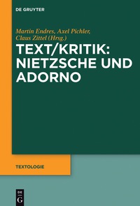 Imagen de portada: Text/Kritik: Nietzsche und Adorno 1st edition 9783110303834