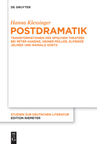 Cover image: Postdramatik 1st edition 9783110370027