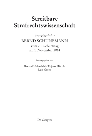 Cover image: Festschrift für Bernd Schünemann zum 70. Geburtstag am 1. November 2014 1st edition 9783110315578