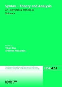 Cover image: Syntax - Theory and Analysis. Volume 1 1st edition 9783110202762