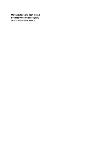 Cover image: Societas Unius Personae (SUP) 1st edition 9783110426618