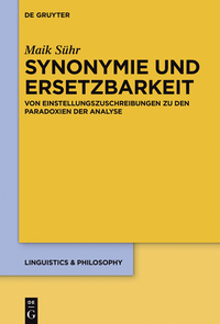 Cover image: Synonymie und Ersetzbarkeit 1st edition 9783110440768