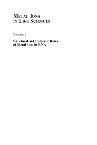 Imagen de portada: Structural and Catalytic Roles of Metal Ions in RNA 1st edition 9783110442823