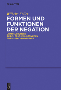 Cover image: Formen und Funktionen der Negation 1st edition 9783110452846