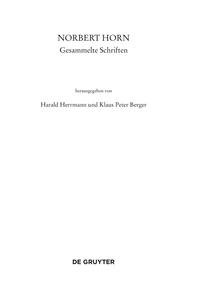 Titelbild: Norbert Horn, Gesammelte Schriften 1st edition 9783110465037