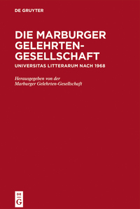 Imagen de portada: Die Marburger Gelehrten-Gesellschaft 1st edition 9783110472622
