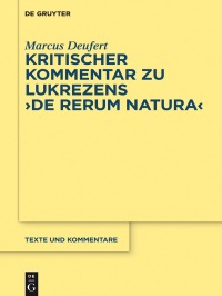 Titelbild: Kritischer Kommentar zu Lukrezens "De rerum natura" 1st edition 9783110414714
