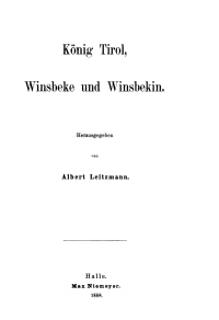 Imagen de portada: König Tirol, Winsbeke und Winsbekin 1st edition 9783110482751