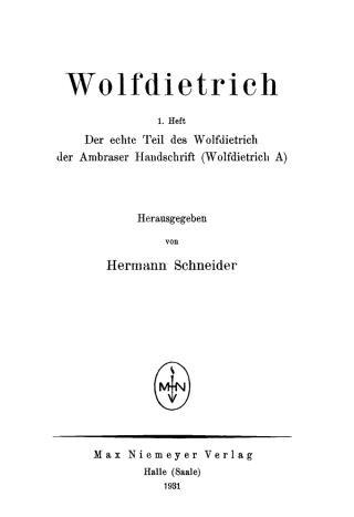 Imagen de portada: Wolfdietrich 1st edition 9783110482881