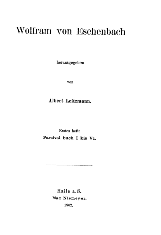 Cover image: Parzival Buch I bis VI 1st edition 9783110482928