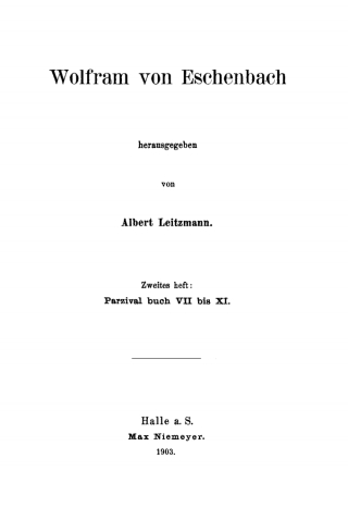 Cover image: Parzival Buch VII bis XI 1st edition 9783110482942