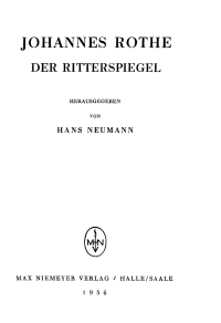 Cover image: Der Ritterspiegel 1st edition 9783110483208