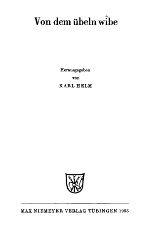 Omslagafbeelding: Von dem übeln wîbe 1st edition 9783110483628
