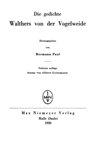 Imagen de portada: Die Gedichte Walthers von der Vogelweide 7th edition 9783110483772
