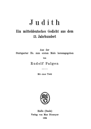 Titelbild: Judith 1st edition 9783110483895