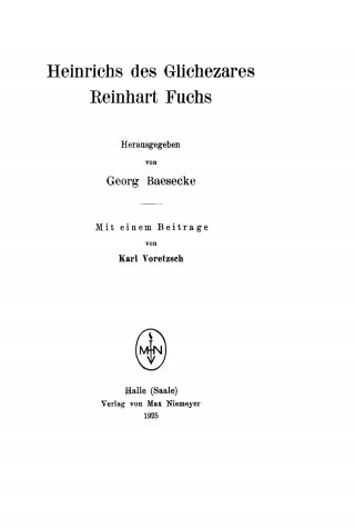 Cover image: Heinrichs des Glichezares Reinhart Fuchs 3rd edition 9783110483901