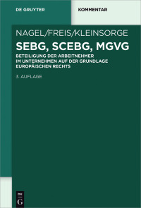 Cover image: SEBG, SCEBG, MgVG 3rd edition 9783110486056