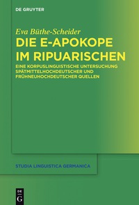 Cover image: Die e-Apokope im Ripuarischen 1st edition 9783110489835