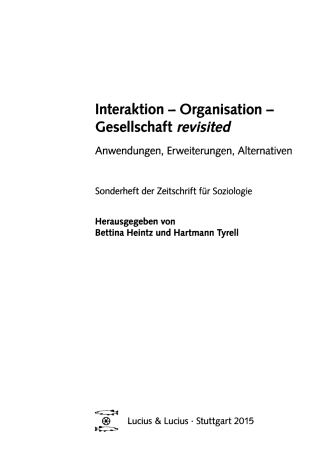 Imagen de portada: Interaktion – Organisation – Gesellschaft revisited 1st edition 9783828206052