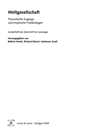 Imagen de portada: Weltgesellschaft 1st edition 9783828203037