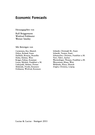 Imagen de portada: Economic Forecasts 1st edition 9783828205352