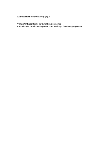 Imagen de portada: Von der Ordnungstheorie zur Institutionenökonomik 1st edition 9783828204386