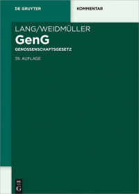 Imagen de portada: Lang/Weidmüller Genossenschaftsgesetz 39th edition 9783110556933