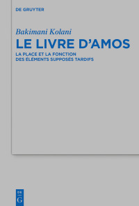 Imagen de portada: Le livre d’Amos 1st edition 9783110560954