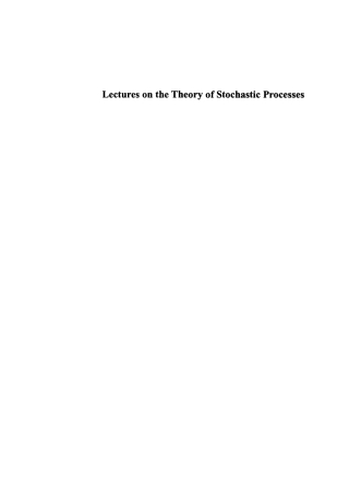 Cover image: Lectures on the Theory of Stochastic Processes 1st edition 9789067642064