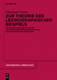Cover image: Zur Theorie des lexikographischen Beispiels 1st edition 9783110627862