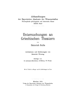 Cover image: Untersuchungen an Griechischen Theatern 1st edition 9783110642506