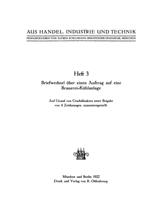 Cover image: Briefwechsel über einen Auftrag auf eine Brauerei-Kühlanlage 1st edition 9783110644746