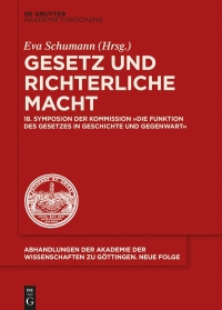 Cover image: Gesetz und richterliche Macht 1st edition 9783110649994