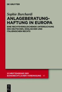 Imagen de portada: Anlageberatungshaftung in Europa 1st edition 9783110683646
