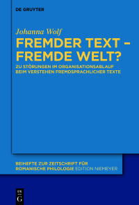 Omslagafbeelding: Fremder Text – fremde Welt? 1st edition 9783110685411