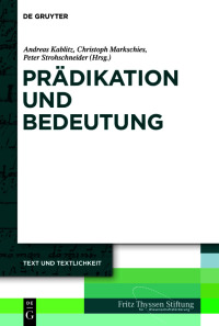 Cover image: Prädikation und Bedeutung 1st edition 9783110715408