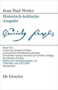 Omslagafbeelding: Leben des Quintus Fixlein, aus funfzehn Zettelkästen gezogen 1st edition 9783110718195