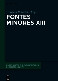 Cover image: Fontes Minores XIII 1st edition 9783110727913