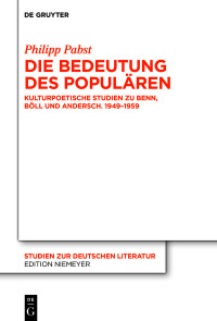 Imagen de portada: Die Bedeutung des Populären 1st edition 9783110739602