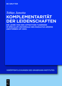 Cover image: Komplementarität der Leidenschaften 1st edition 9783110757644