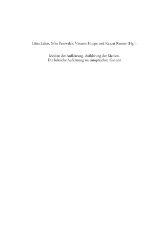 Cover image: Medien der Aufklärung – Aufklärung der Medien 1st edition 9783110712506