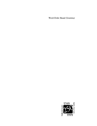 Cover image: Word-Order Based Grammar 1st edition 9783110162523