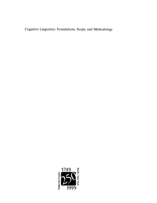 Imagen de portada: Cognitive Linguistics 1st edition 9783110161632