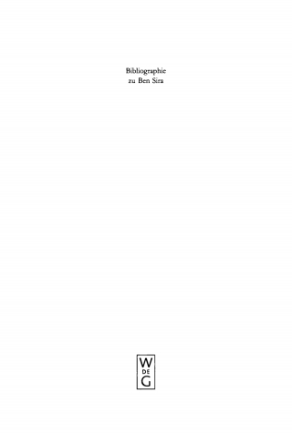 Cover image: Bibliographie zu Ben Sira 1st edition 9783110161366