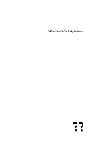 Cover image: Self and Non-Self in Early Buddhism 1st edition 9789027979872