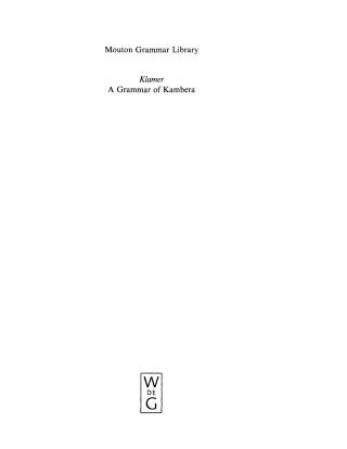 Cover image: A Grammar of Kambera 1st edition 9783110161878