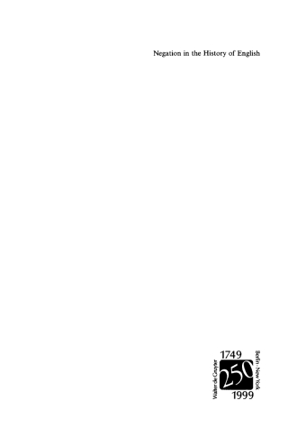 Cover image: Negation in the History of English 1st edition 9783110161984