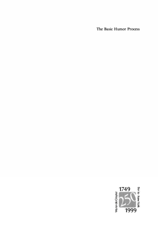 Imagen de portada: The Basic Humor Process 1st edition 9783110161038